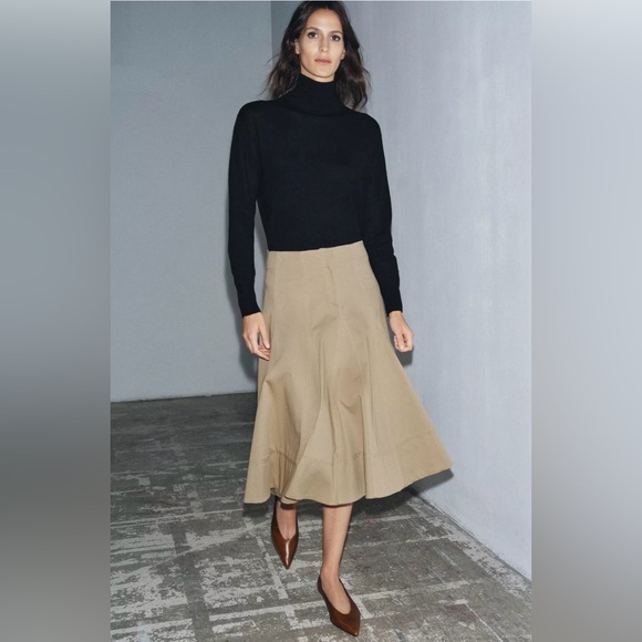 ZARA Tan A-Line TRENCH Skirt - Picture 5 of 9
